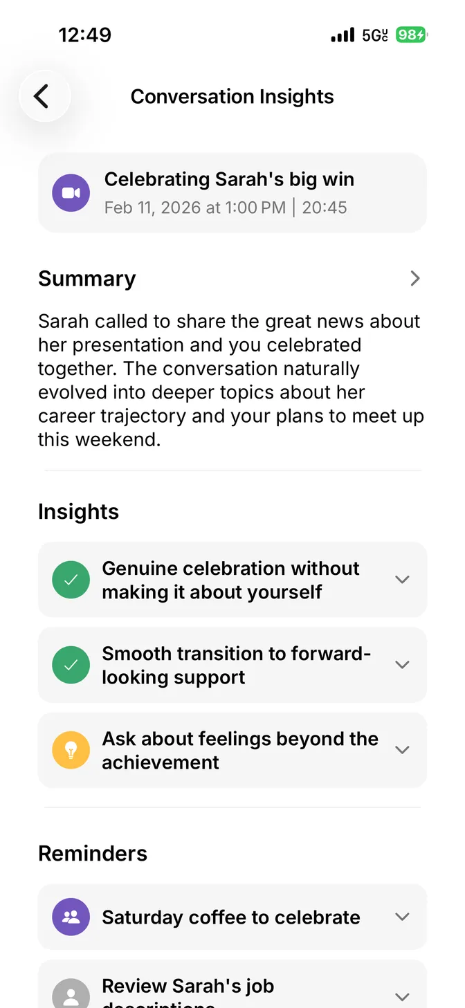 Insights screen